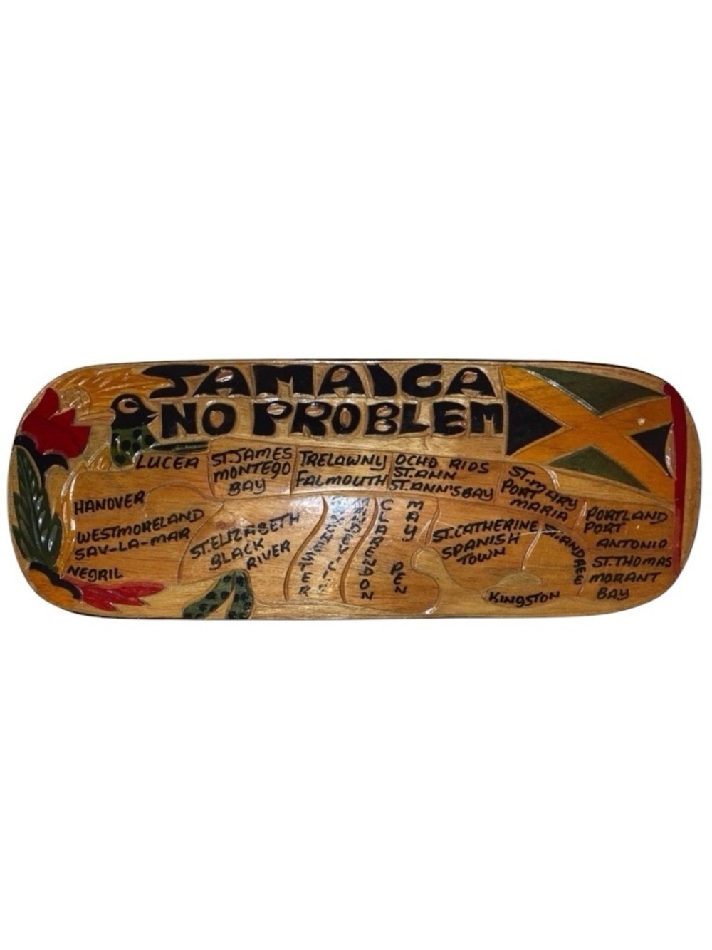 “JAMAICA NO PROBLEM” Hanging Wall Art Collectible Wooden Plaque Handmade 19”x 7”